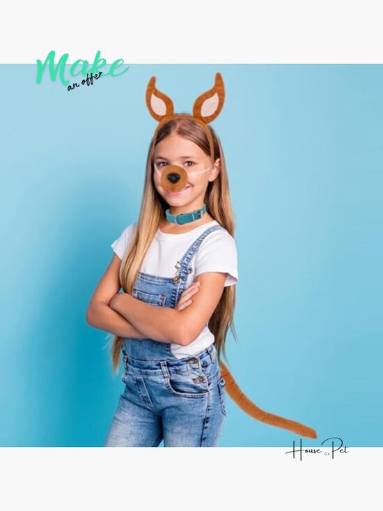 Plush Dog Ears Headband Nose Tail Set with Bow Tie Cosplay Halloween Costume main image 7